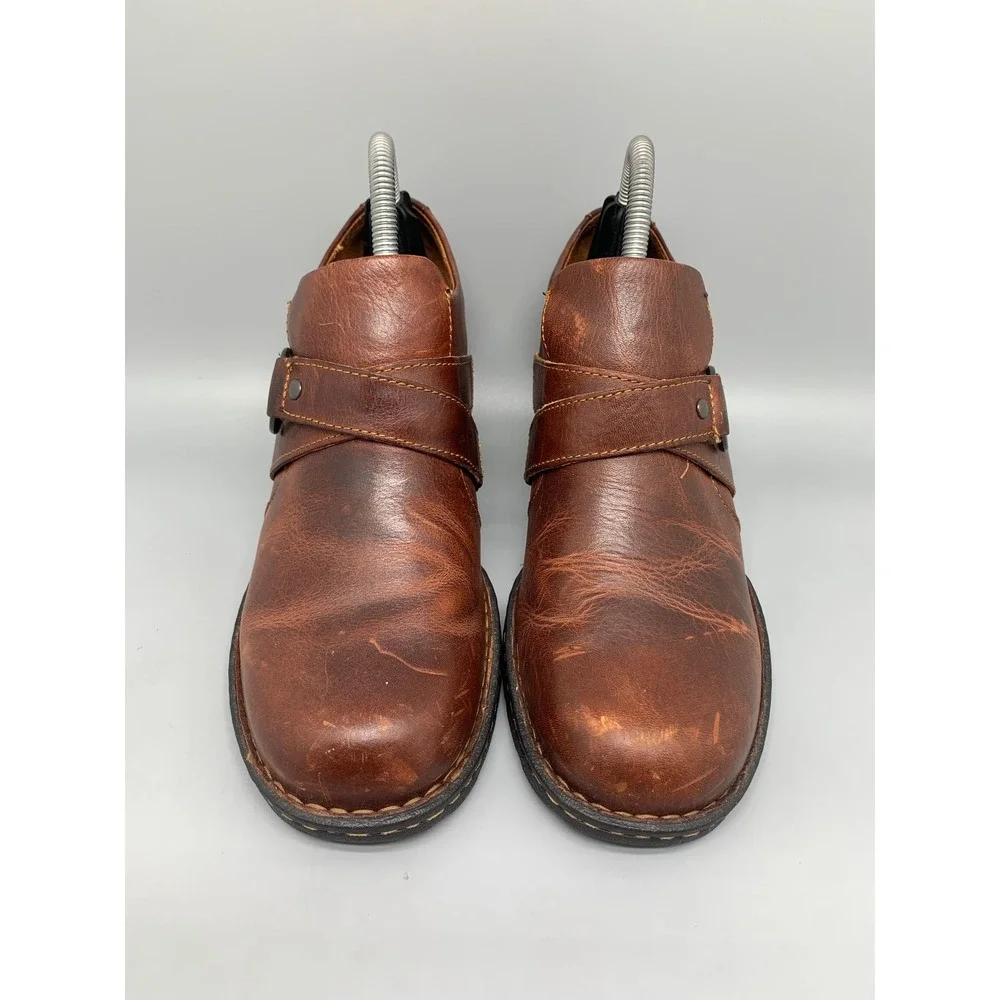 Born Handcrafted Footwear Brown Leather Heeled Booties W11929 Women's Sz 8.5‎